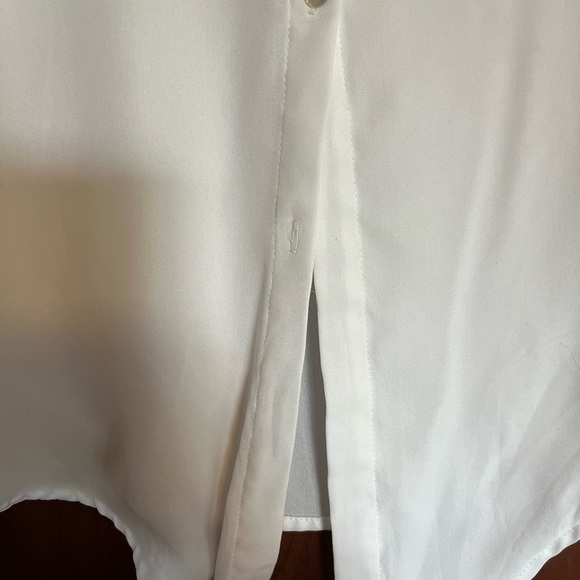 White Sheen Button Up Crop Top! - Picture 5 of 5